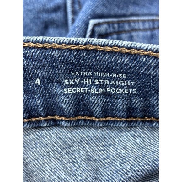 Old Navy Womens Sky Hi Straight Extra High-Rise Jeans Size 4 Blue Denim - Picture 12 of 13